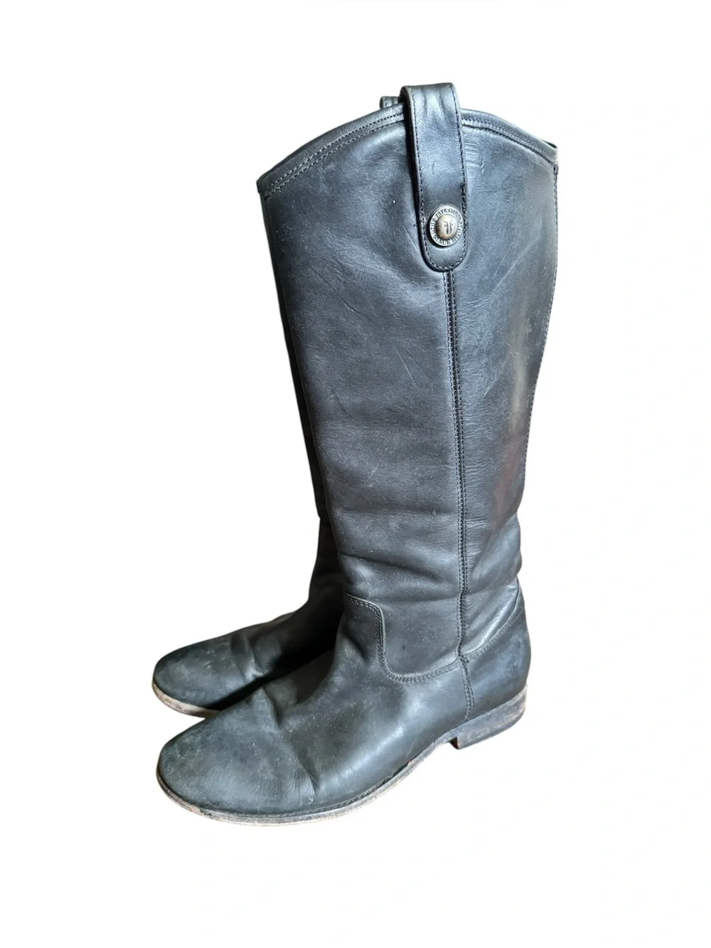 Frye Black Leather Knee High Riding Boots